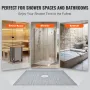 Shower Curb Kit, 1828x1828mm Shower Pan Kit with 50.8mm PVC Central Flange, 101.6mm Stainless Steel Grate, Waterproof Shower Cur