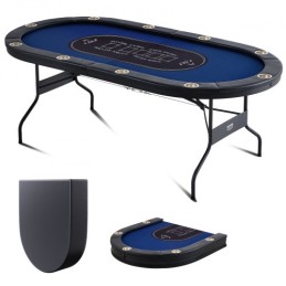 10 spiller sammenklappeligt pokerbord, blackjack Texas Holdem Poker Bord med polstrede skinner og rustfrit stålkopholdere,