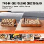 Magnetic Wooden Chess Set, 15 inch/38.1 cm 2-IN-1 Chess Checkers Game Set, Folding Chess Board Games for Adults Kids, 2 Queens P