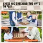 Magnetic Wooden Chess Set, 15 inch/38.1 cm 2-IN-1 Chess Checkers Game Set, Folding Chess Board Games for Adults Kids, 2 Queens P