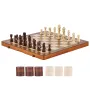 Magnetic Wooden Chess Set, 15 inch/38.1 cm 2-IN-1 Chess Checkers Game Set, Folding Chess Board Games for Adults Kids, 2 Queens P