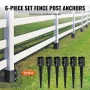 Fence Post Anchor Ground Spike, 6 Pack 24 x 4 x 4 Inches Outer Diameter (Inner Diameter 3.5 x3.5 Inches), Metal Black Powder Coa