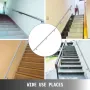 Stair Handrail 6ft Stair Rail Stainless Steel Modern Handrails for Stairs 200lbs Capacity Indoor Handrail for Stairs Wall