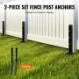 Fence Post Anchor Repair Kit, 2 Pack Inner Diameter 2 x2 Inches Heavy Duty Steel Fence Post Support Stakes, Anchor Ground Spike 