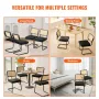 Rattan Chairs, Set of 4, Mid Century Modern Dining Chair, Upholstered Velvet Accent Chair with Rattan Back, Retro Dining Room Ki