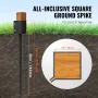 Fence Post Anchor Ground Spike, 4 Pack 36 x 4 x 4 Inches Outer Diameter (Inner Diameter 3.5 x3.5 Inches), Metal Black Powder Coa