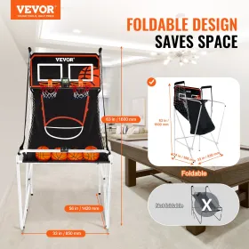 Foldbar indendørs dobbeltskud basketball arkade spil 2 spiller