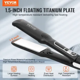 Hårtretøjler 1,5-tommer titanium fladjern og negativ ion 25