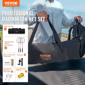 Badminton Net Set, Outdoor Backyard Beach Park Badminton Net, Portable Badminton Equipment Set, voksne Kids Badminton Net med
