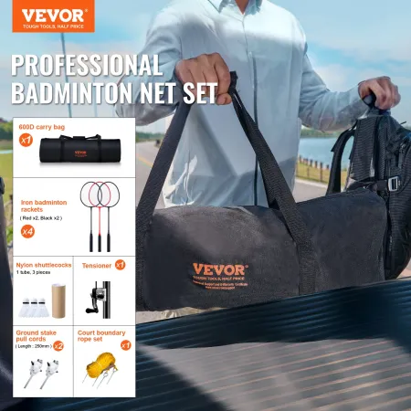 Badminton Net Set, Outdoor Backyard Beach Park Badminton Net, Portable Badminton Equipment Set, Adults Kids Badminton Net with P