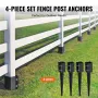 Fence Post Anchor Ground Spike, 4 Pack 24 x 4 x 4 Inches Outer Diameter (Inner Diameter 3.5 x3.5 Inches), Metal Black Powder Coa