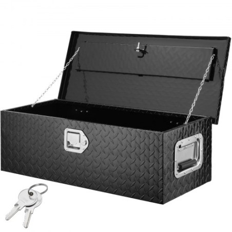Heavy Duty Aluminum Truck Bed Tool Box, Diamond Plate Tool Box with Side Handle and Lock Keys, Storage Tool Box Chest Box