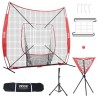 7x7 ft Baseball Softball Practice Net, Portable Baseball Training Net for Hitting Catching Pitching, Backstop Baseball