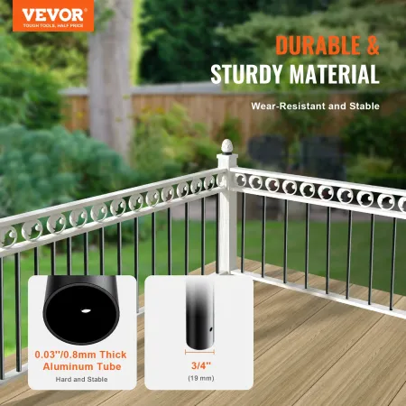 Staircase Metal Balusters, 3/4'' Round x 32'' Long Aluminum Decorative Banister Spindles, 101 Pack Deck Baluster with Screws, Cl