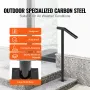 Round Type Metal Handrail Step Handrail 2 Steps Handrails for Outdoor Steps Handrails 18L x 38H Inch Steps Stair Railing for Ste
