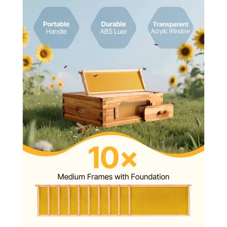 Bee Hive Langstroth Medium Beehive Kit 10 rammer Akryl