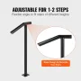 Round Type Metal Handrail Step Handrail 2 Steps Handrails for Outdoor Steps Handrails 18L x 38H Inch Steps Stair Railing for Ste