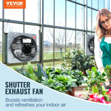 Shutter Exhaust Fan, 406 mm High-speed 1400RPM 2000 CFM, Aluminum Wall Mount Attic Fan with AC-motor, Ventilation and Cooling fo