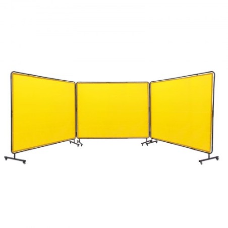 Welding Screen with Frame, 6' x 8' 3 Panel Welding Curtain Screens, Flame-Resistant Vinyl Welding Protection Screen on 12
