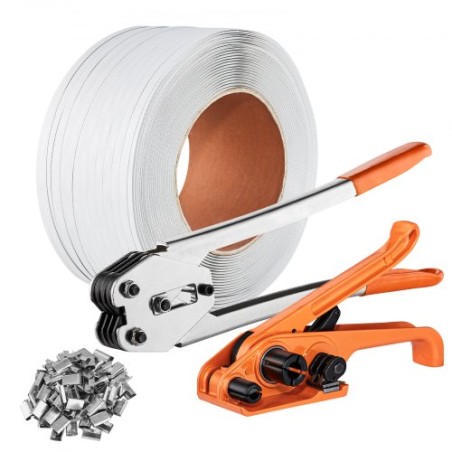 Banding Strapping Kit med Strapping Tensioner Tool, Banding Sealer Tool, 3280 ft længde PP -bånd, 1000 metalforseglinger, palle