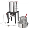 Turkey Deep Fryer, 30-qt Turkey & 10-qt Fish Steamer Cooker Set, Outdoor Aluminum Seafood Frying Pot, 54,000 BTU Burner Propane