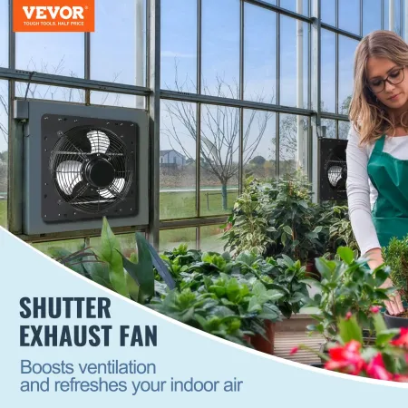 Shutter Exhaust Fan, 254mm with Temperature Humidity Controller, EC-motor, 843 CFM, Variable Speed Adjustable Wall Mount Attic F