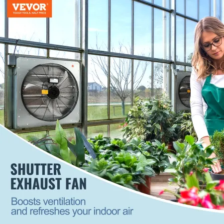 Shutter Exhaust Fan, 610 mm High-speed 1400RPM 2892 CFM, Aluminum Wall Mount Attic Fan with AC-motor, Ventilation and Cooling fo