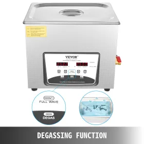Ultrasonic Cleaner 10L smykker Rengøring Ultralydsmaskine Digital ultralydsdele Cleaner Heater Timer Timer Jewelry Cleaning Kit