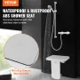 Folding ABS Shower Seat, 15.7'' x 16.7'' Unfolded, Wall Mounted Fold Up Shower Bench with 440 lbs Load Capacity, Space Saving Fo