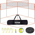4-Way Volleyball Net, Adjustable Height Badminton Net Set for Backyard Beach Lawn, Outdoor Portable Volleyball Net with