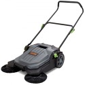Walk-behind Hand Push Floor Sweeper, 25.6" Sweeping Width Floor Sweeper Manual Non-Electric, 5-Gallon Waste Container, Angle &