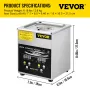 2L Ultrasonic Cleaner Rengøringsmaskine til smykker rustfrit