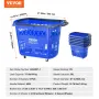 Shopping Baskets, 6PCS, 39L Shopping Carts with Handles, Plastic Rolling Shopping Basket with Wheels, Large Portable Shopping Ba