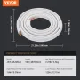 4876.8mm Mini Split Line Set, 6.4 & 12.7mm O.D Copper Pipes Tubing and Triple-Layer Insulation, for Air Conditioning or Heating 
