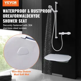 Foldende brusebad 13,6 '' x 12,8 '' Vægmonteret brusbænk 450 lbs