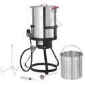 Turkey Deep Fryer, 30-qt Turkey Fryer Boiler Steamer Cooker Set, Outdoor Aluminum Seafood Frying Pot, 54,000 BTU Burner Propane