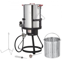Turkey Deep Fryer, 30-qt Turkey Fryer Boiler Steamer Cooker Set, Outdoor Aluminum Seafood Frying Pot, 54,000 BTU Burner Propane