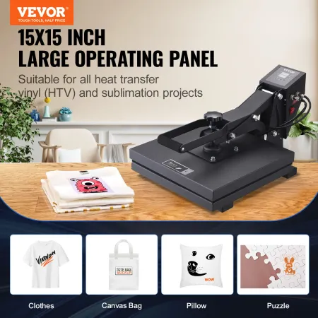 Heat Press Machine 15 x 15 in/38.1 x 38.1 cm Sublimation Printer Transfer for DIY T-shirt