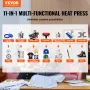 Heat Press Machine Sublimation Machine 15 x 12 Inch/38.1 x 30.5 cm 11 In 1 Kit Heat Press