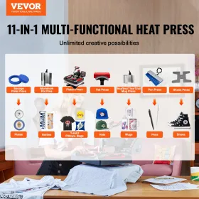Heat Press Machine Sublimation Machine 15 x 12 Inch/38.1 x 30.5 cm 11 In 1 Kit Heat Press