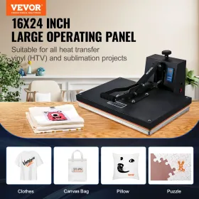 Heat Press Machine 16 x 24 in/40.6 x 61 cm Sublimation Printer Transfer for DIY T-shirt