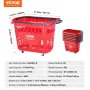 Shopping Baskets, 6PCS, 39L Shopping Carts with Handles, Plastic Rolling Shopping Basket with Wheels, Large Portable Shopping Ba