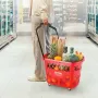 Shopping Baskets, 6PCS, 39L Shopping Carts with Handles, Plastic Rolling Shopping Basket with Wheels, Large Portable Shopping Ba