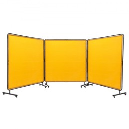 Welding Screen with Frame, 6' x 6' 3 Panel Welding Curtain Screens, Flame-Resistant Vinyl Welding Protection Screen on 12