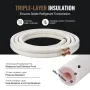 4876.8mm Mini Split Line Set, 9.5 & 15.9mm O.D Copper Pipes Tubing and Triple-Layer Insulation, for Air Conditioning or Heating 