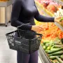 Shopping Basket, Set of 12, 21L Durable Plastic Grocery Basket with Metal Handle and Stand, 16.73 x 12.01 x 8.58 inch Portable S