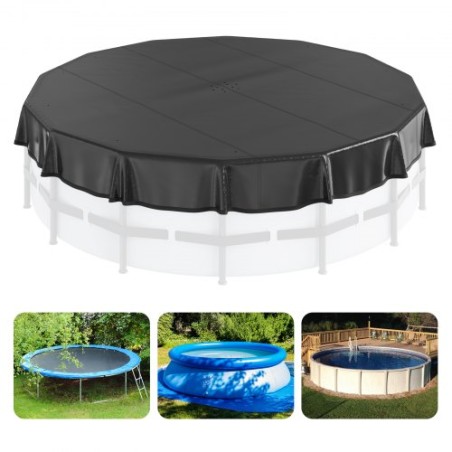 15 Ft Round Pool Cover, Solar Covers for Above Ground Pools, Safety Pool Cover with Drawstring Design, PVC Winter Pool Cover,