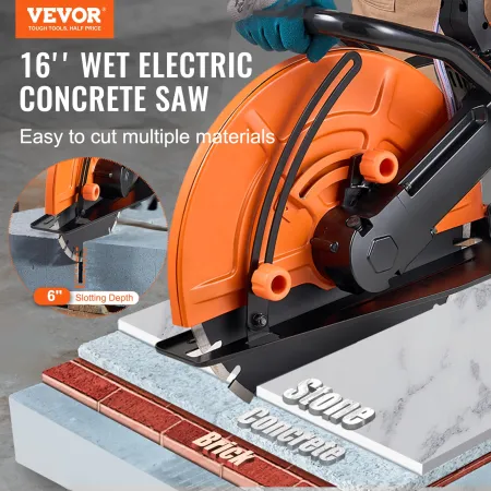 16"/40.6 cm Electric Concrete Saw Wet/Dry Saw Cutter with Water Pump and Blade