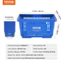 Shopping Basket, Set of 12, 24L Durable Plastic Grocery Basket with Handle and Stand, 16.73 x 11.61 x 8.86 inch Portable Shop Ba