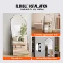 Arched Full Length Mirror, 71" x 32", Large Free Standing Leaning Hanging Wall Mounted Floor Mirror with Stand Aluminum Alloy Fr